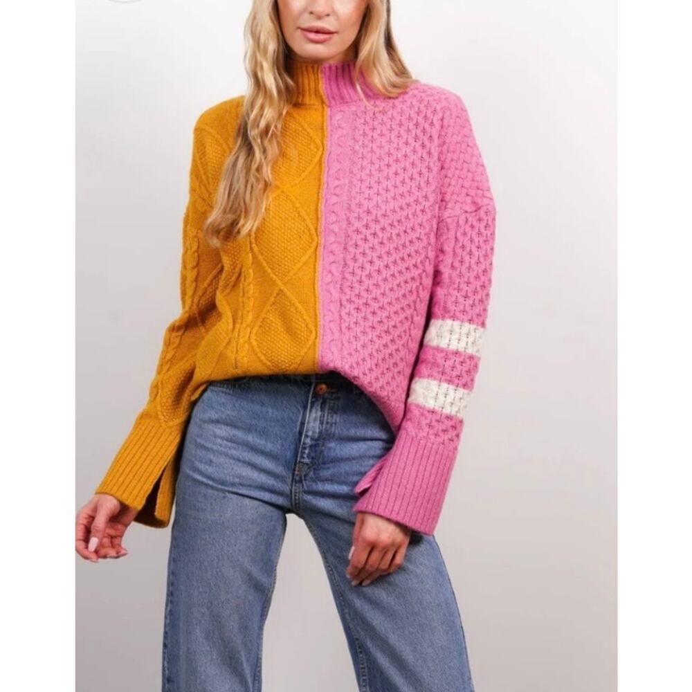 NWT Savannah Two Faced Turtleneck Pink Small
